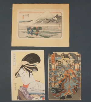 Los 446 - Kuniyoshi, Utagawa - 4 japanische Ukiyo-e Farbholzschnitte - 2 - thumb