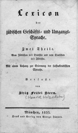 Los 487 - Stern, Itzig Feitel - Lexicon der jüdischen Geschäfts- und Umgangs-Sprache - 0 - thumb