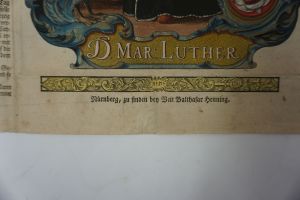 Los 1044 - Des Ehrwürdigen und Hochgelahrten Herrn D. Martini Lutheri Geburt, Lehr, Leben und Sterben - Typographischer Einblattdruck mit gestochenem koloriertem Lutherportrait - 5 - thumb