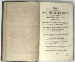 Lot 1057, Auction  122, Montag, Eugen, Frage: Ob der Abtei Ebrach in Francken das Prädicat Reichsunmittelbar rechtmäsig gebühre