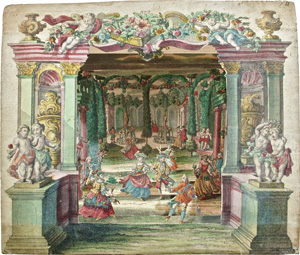 Lot 1095, Auction  122, Kulissenbild, Tanzgesellschhaft im Barockgarten