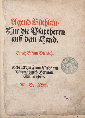 Los 1298 - Dietrich, Veit - Agend Büchlein - 0 - thumb