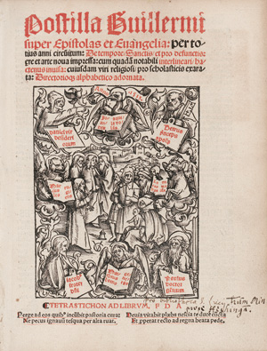Lot 1365, Auction  122, Guilelmus Parisiensis, Postilla Guillermi super Epistolas et Euangelia. Per totius anni circuitum