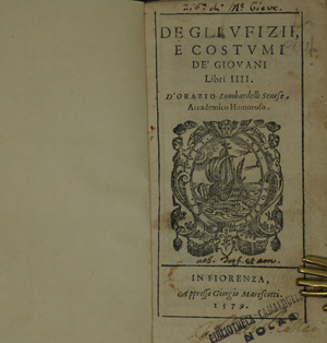 Los 1398 - Lombardelli, Orazio - De gli Ufizii e costumi de’ giovani Libri IIII - 0 - thumb