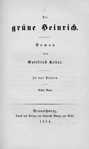 Lot 2053, Auction  122, Keller, Gottfried, Der grüne Heinrich (erste Auflage)