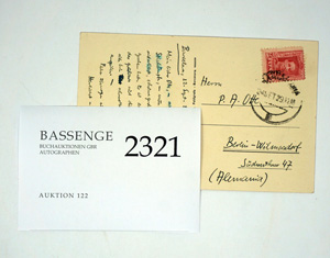 Lot 2321, Auction  122, Horvath, Ödön von, Ansichts-Postkarte 1929