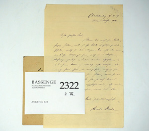 Lot 2322, Auction  122, Huch, Ricarda, Brief 1929 + Beilage