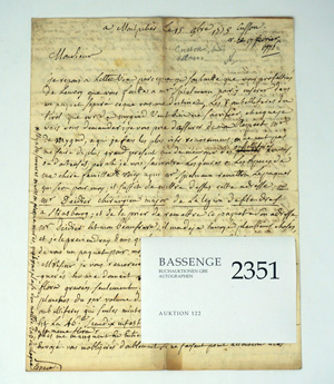 Lot 2351, Auction  122, Cusson, Pierre, Brief Montpelier 1779