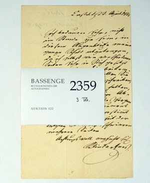 Lot 2359, Auction  122, Klinkerfues, Wilhelm, Brief 1851