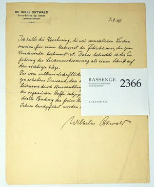 Lot 2366, Auction  122, Ostwald, Wilhelm, Signiertes Manuskript