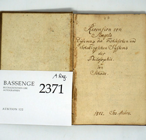 Los 2371 - Schad, Johann Baptist - Manuskript einer Hegel-Rezension - 0 - thumb