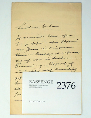 Lot 2376, Auction  122, Wilczek, Johann Nepomuk Graf, Brief 1887