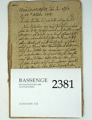 Lot 2381, Auction  122, Auswanderer-Familie Bury, Briefe 1818 aus Pennsylvania