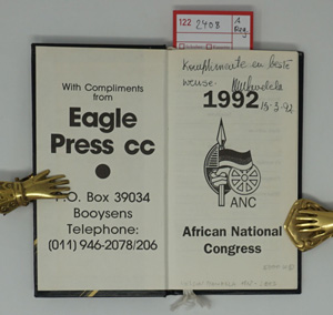 Lot 2408, Auction  122, Mandela, Nelson, Eigenhänd. Widmung im ANC-Kalender