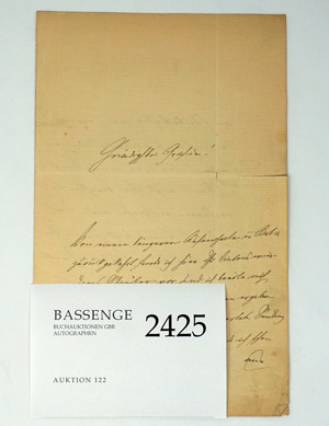 Los 2425 - Hinzpeter, Georg - Brief 1880 an eine Gräfin - 0 - thumb