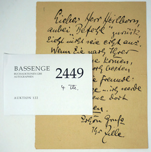 Lot 2449, Auction  122, Zille, Heinrich, 4 Briefe an Adolf Heilborn