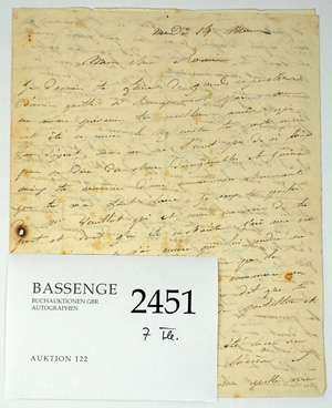 Lot 2451, Auction  122, Adam, Adolphe, 5 Briefe + 1 Manuskript