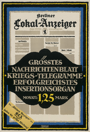 Lot 2659, Auction  122, Jäger, Heinrich, Berliner Lokal-Anzeiger. Großplakat in 2 Teilen