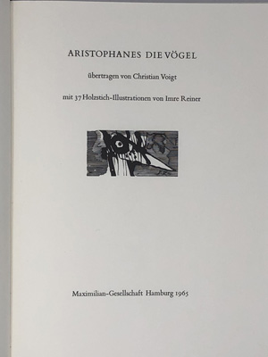 Lot 3009, Auction  122, Aristophanes und Reiner, Imre - Illustr., Die Vögel