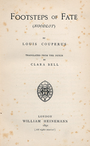 Lot 3075, Auction  122, Couperus, Louis, Footsteps of fate