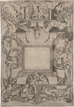 Los 5097 - Schule von Fontainebleau - um 1545. Ornamentale Kartusche mit Putten, Grotesken und Rollwerk - 0 - thumb