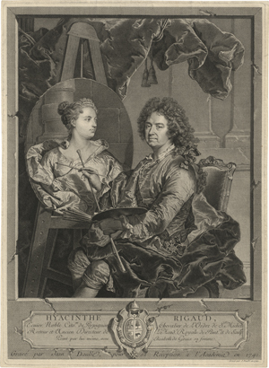 Lot 5256, Auction  122, Daullé, Jean, Bildnis des Hyacinthe Rigaud an der Staffelei, das Bildnis einer Frau malend