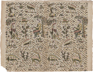 Lot 5376, Auction  122, Kattunpapier, Niederländisch, um 1780:  Schäferszene mit Hirtenpaar