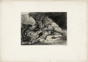Lot 5395, Auction  122, Delacroix, Eugène, Lion dévorant un cheval
