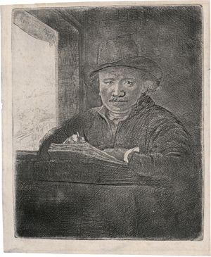 Los 5667 - Rembrandt Harmensz. van Rijn - Selbstbildnis am Fenster, zeichnend - 0 - thumb