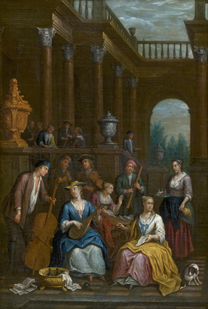 Lot 6025, Auction  122, Bossche, Balthasar van den, Galantes Konzert in einem Palasthof