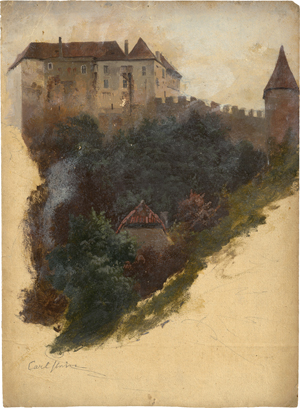 Lot 6071, Auction  122, Piepenhagen, Charlotte, Blick auf Schloss Carlstein in Böhmen