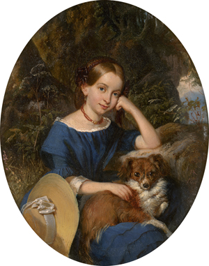 Los 6084 - Kindermann, Adolph Dietrich - Porträt eines Mädchens mit kleinem Hund - 0 - thumb