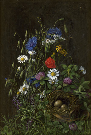 Lot 6086, Auction  122, Holst, V., 1878. Stillleben mit Wildblumen und Vogelnest