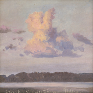 Lot 6130, Auction  122, Pedersen, Viggo Christian Frederik Vilhelm, Cumuluswolke im Abendlicht über der Küste
