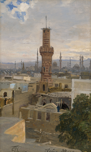 Los 6150 - Koerner, Ernst Carl Eugen - Blick über die Dächer von Kairo mit zahlreichen Minaretten und Moscheen aus dem Sheppard Hotel - 0 - thumb