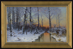 Los 6186 - Hecker, Franz - Winterliche Waldlandschaft bei Sonnenuntergang - 1 - thumb