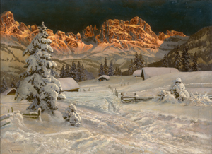 Lot 6189, Auction  122, Arnegger, Alois, Abendglühen in den Dolomiten mit Blick auf den Rosengarten
