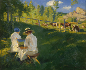 Lot 6202, Auction  122, Wasner, Artur, Sommerliche Landschaft mit zwei Malerinnen