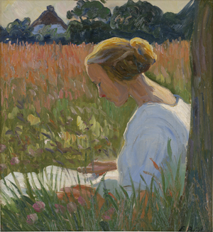 Lot 6354, Auction  122, Büchsel, Elisabeth, Lesende Frau im Gras