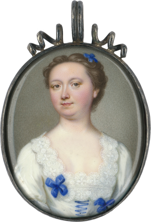 Lot 6446, Auction  122, Zincke, Christian Friedrich, Miniatur Portrait einer jungen Frau in weißem Kleid mit blauen Schleifen