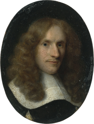 Lot 6458, Auction  122, Niederländisch, um 1650. Miniatur Portrait eines jungen Mannes in schwarzem Gewand mit weißem Kragen