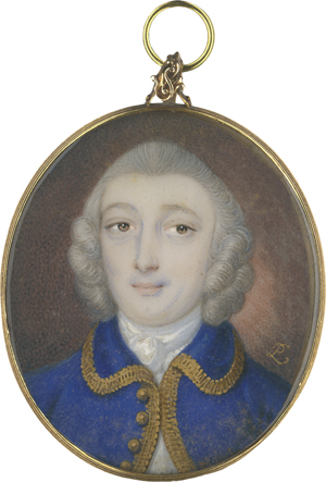 Lot 6470, Auction  122, Lens, Peter Paul, Miniatur Portrait eines jungen Mannes in goldgeränderter blauer Jacke