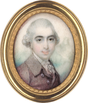 Lot 6471, Auction  122, Cosway, Richard, Miniatur Portrait eines jungen Mannes in hellgrauer Jacke