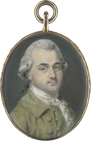 Lot 6473, Auction  122, Collins, Richard - Umkreis, Miniatur Portrait eines jungen Mannes in hellgrüner Jacke und Weste