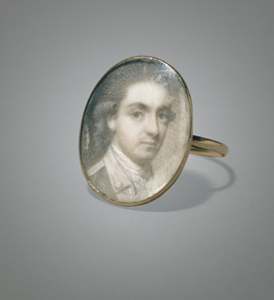 Lot 6477, Auction  122, Britisch, um 1780. Ring Miniatur Portrait eines jungen Mannes in Uniform, gemalt "in Sepia".