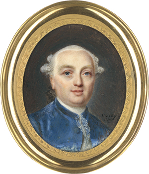 Lot 6500, Auction  122, Sicardi, Louis Marie, Miniatur Portrait eines jungen Mannes in hellblauer Seidenjacke