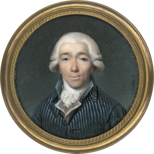 Lot 6523, Auction  122, Isabey, Jean-Baptiste, Miniatur Portrait eines Mannes in gestreifter blauer Jacke