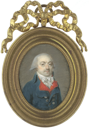Lot 6527, Auction  122, Bornet, Claude, Miniatur Portrait eines Mannes in blauer Jacke und roter Weste
