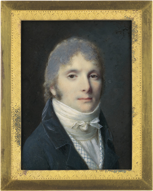 Lot 6531, Auction  122, Dubois, Frédéric, Miniatur Portrait eines jungen Mannes mit gepudertem Haar, in Blau
