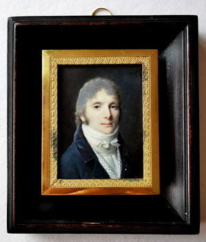 Los 6531 - Dubois, Frédéric - Miniatur Portrait eines jungen Mannes mit gepudertem Haar, in Blau - 1 - thumb